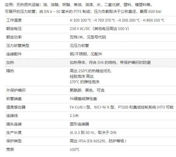 hillesheim 標準加熱軟管H系列