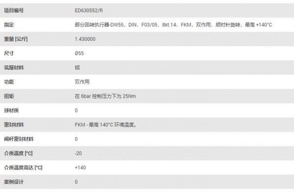 EA END ARMATUREN 部分回轉執行器-DW55系列