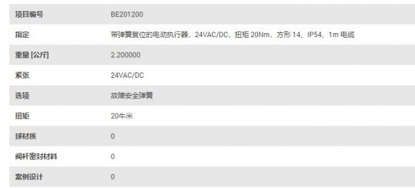 EA END ARMATUREN 帶彈簧復位的電動執行器24VAC/DC系列