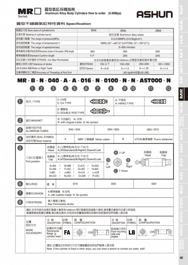 ASHUN氣壓缸 MR系列 