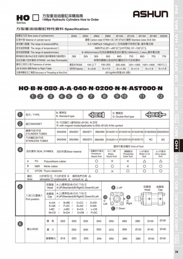 ASHUN油壓缸 HO系列 